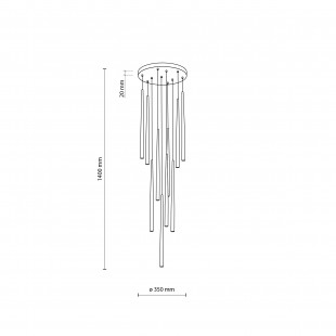 Lampa glamour wiszące tuby Piano X 35cm złota TK Lighting