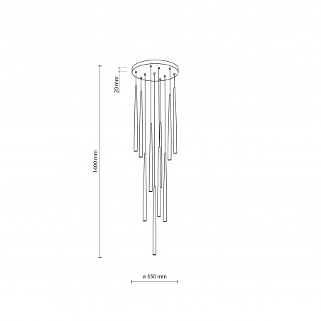 Lampa glamour wiszące tuby Piano X 35cm złota TK Lighting