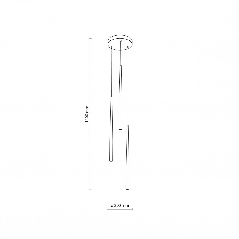 Lampa glamour wiszące tuby Piano III 20cm złota TK Lighting