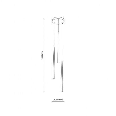 Lampa glamour wiszące tuby Piano III 20cm złota TK Lighting