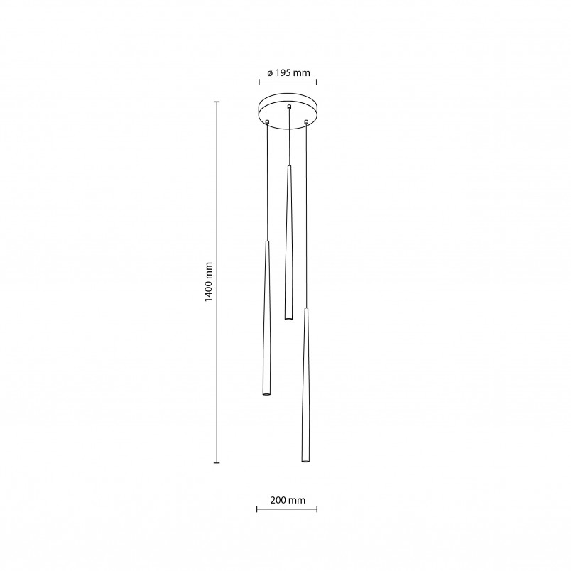 Lampa wiszące tuby Piano III 20cm czarna TK Lighting