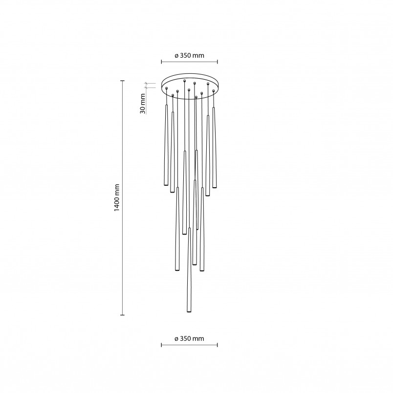Lampa wiszące tuby Piano X 35cm brązowa TK Lighting
