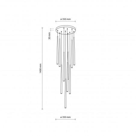Lampa wiszące tuby Piano X 35cm brązowa TK Lighting