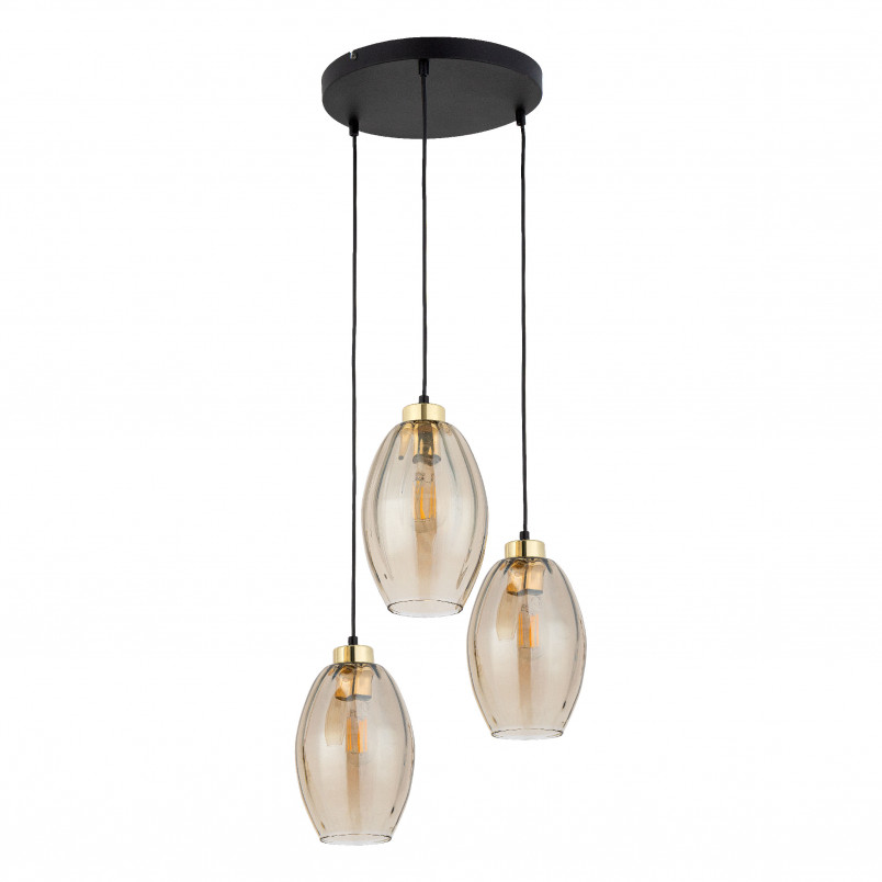 Lampa wisząca szklana retro Sebo III 40cm bursztynowa TK Lighting