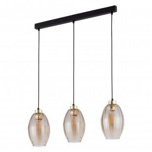 Lampa wisząca szklana retro na listwie Sebo III 80cm bursztynowa TK Lighting