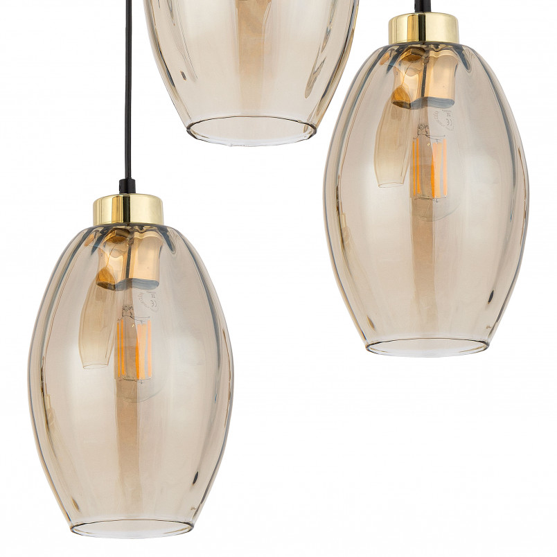 Lampa wisząca szklana retro Sebo III 40cm bursztynowa TK Lighting