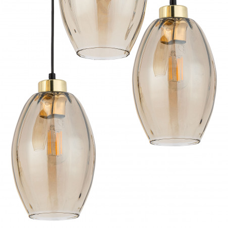 Lampa wisząca szklana retro Sebo III 40cm bursztynowa TK Lighting