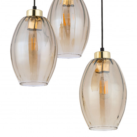 Lampa wisząca szklana retro Sebo III 40cm bursztynowa TK Lighting