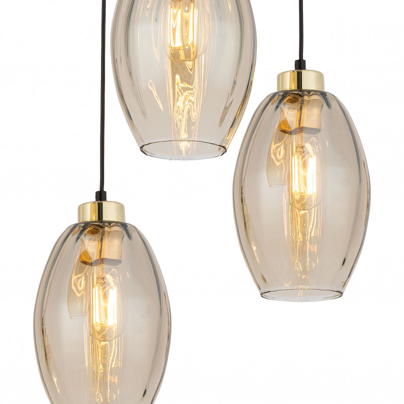 Lampa wisząca szklana retro Sebo III 40cm bursztynowa TK Lighting