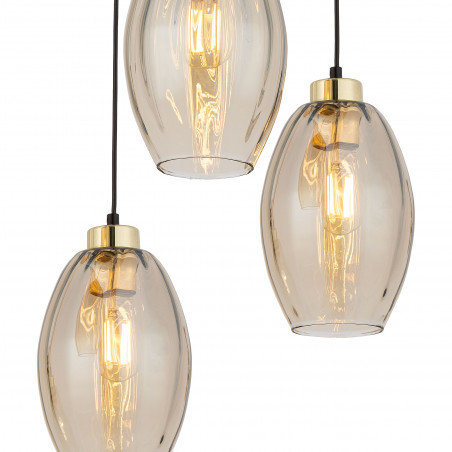 Lampa wisząca szklana retro Sebo III 40cm bursztynowa TK Lighting