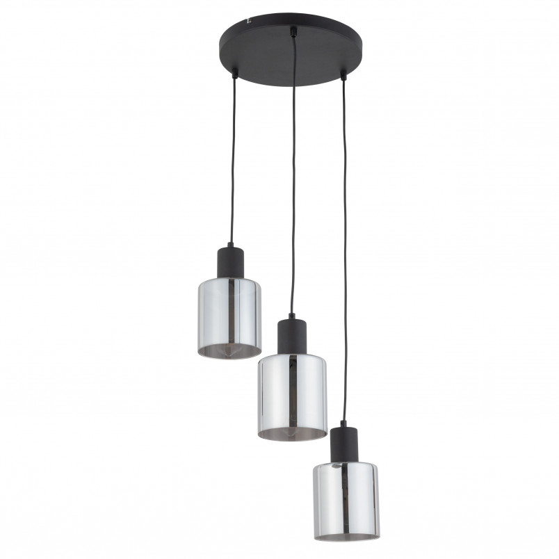 Lampa szklana wisząca potrójna Sierra 32cm grafit lustrzany / czarny TK Lighting