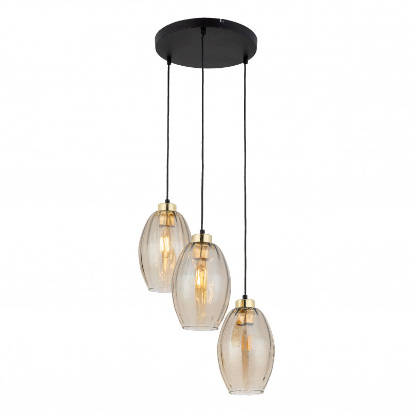 Lampa wisząca szklana retro Sebo III 40cm bursztynowa TK Lighting