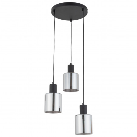 Lampa szklana wisząca potrójna Sierra 32cm grafit lustrzany / czarny TK Lighting