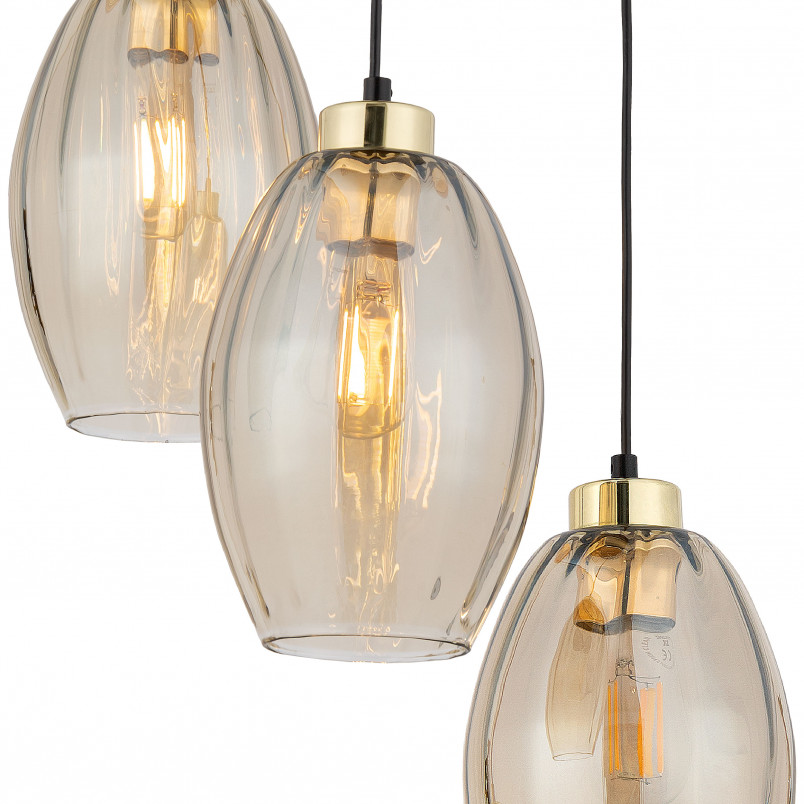 Lampa wisząca szklana retro Sebo III 40cm bursztynowa TK Lighting