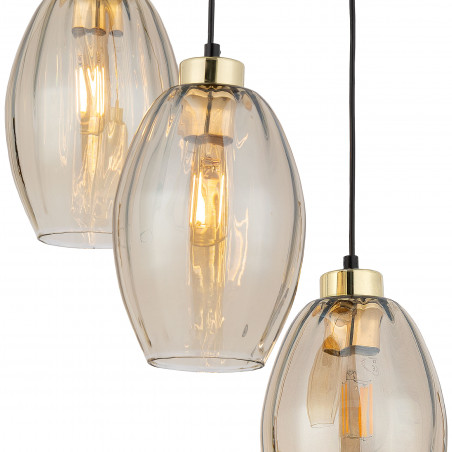 Lampa wisząca szklana retro Sebo III 40cm bursztynowa TK Lighting