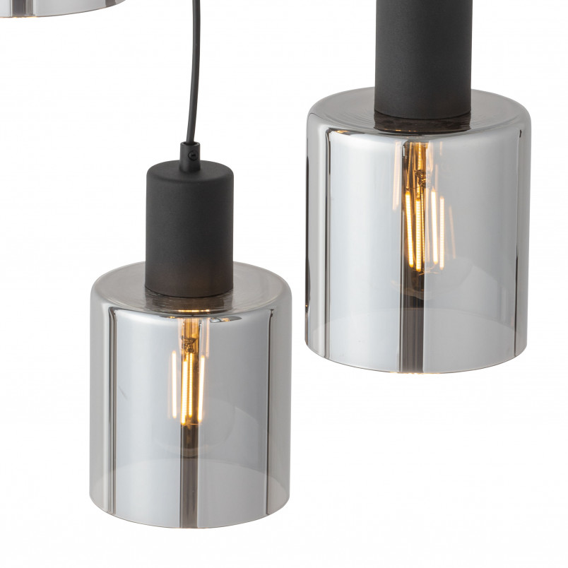 Lampa szklana wisząca potrójna Sierra 32cm grafit lustrzany / czarny TK Lighting