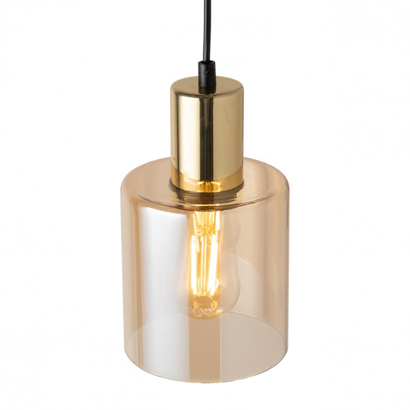 Lampa szklana wisząca Sierra 12cm bursztynowy / złoty TK Lighting