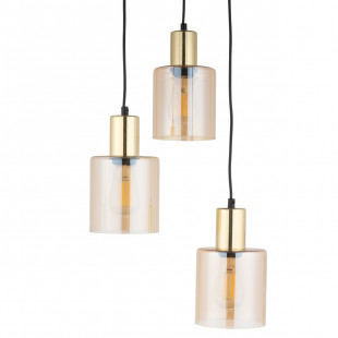 Lampa szklana wisząca potrójna Sierra 32cm bursztynowy / złoty TK Lighting