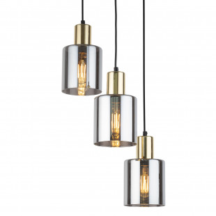 Lampa szklana wisząca potrójna Sierra 32cm grafit lustrzany / czarny / złoty TK Lighting