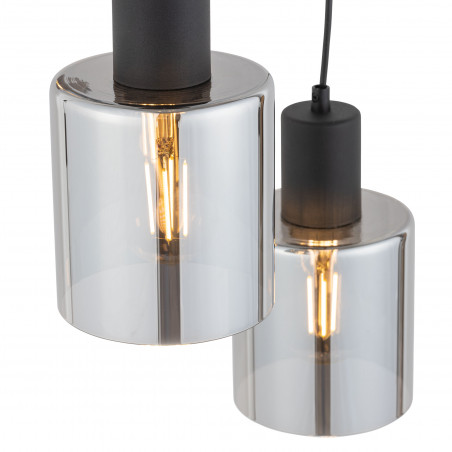 Lampa szklana wisząca potrójna Sierra 32cm grafit lustrzany / czarny TK Lighting
