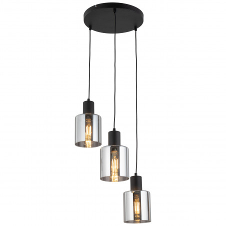 Lampa szklana wisząca potrójna Sierra 32cm grafit lustrzany / czarny TK Lighting
