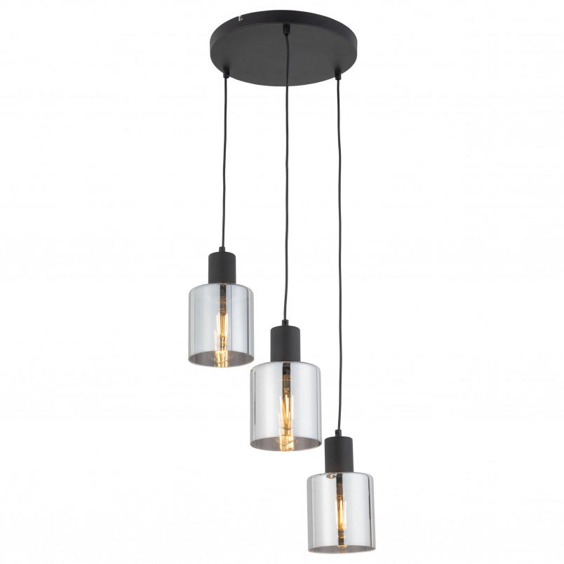 Lampa szklana wisząca potrójna Sierra 32cm grafit lustrzany / czarny TK Lighting