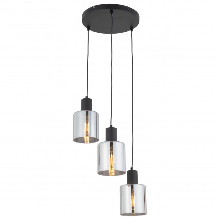 Lampa szklana wisząca potrójna Sierra 32cm grafit lustrzany / czarny TK Lighting