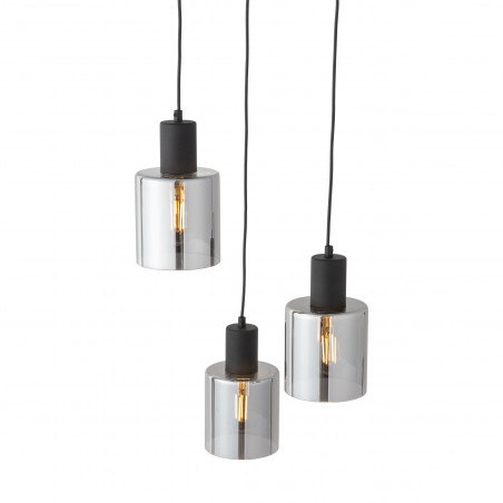 Lampa szklana wisząca potrójna Sierra 32cm grafit lustrzany / czarny TK Lighting