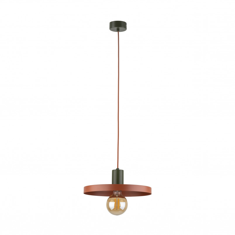 Lampa wisząca z płaskim kloszem Sila Brick Green 30cm ceglana TK Lighting