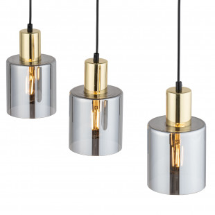Lampa szklana wisząca na listwie Sierra III 73cm grafit lustrzany / czarny / złoty TK Lighting