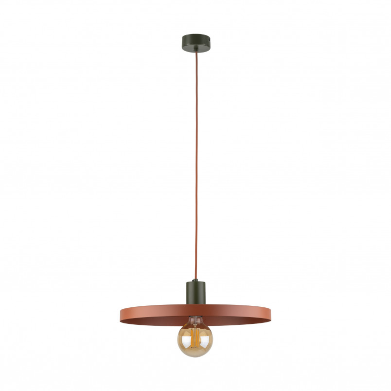 Lampa wisząca z płaskim kloszem Sila Brick Green 40cm ceglana TK Lighting
