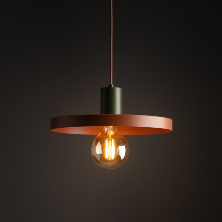 Lampa wisząca z płaskim kloszem Sila Brick Green 30cm ceglana TK Lighting