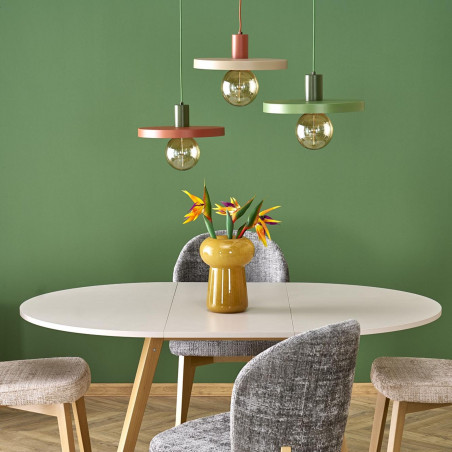 Lampa wisząca z płaskim kloszem Sila Brick Green 30cm ceglana TK Lighting