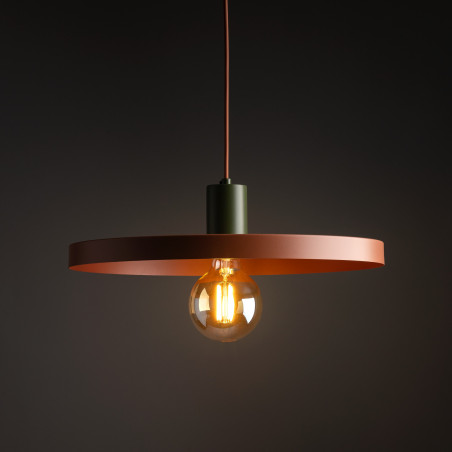 Lampa wisząca z płaskim kloszem Sila Brick Green 40cm ceglana TK Lighting