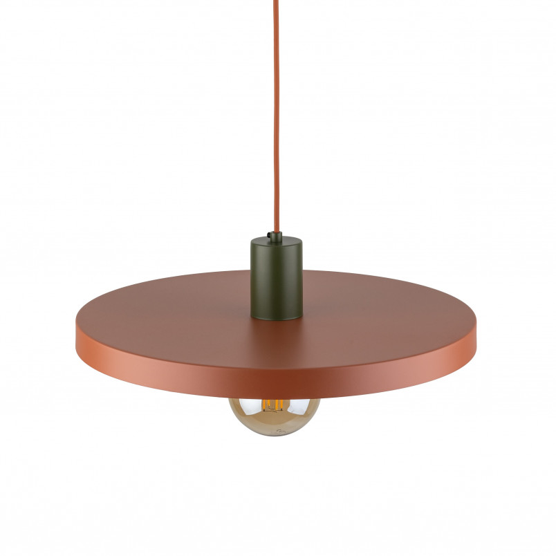 Lampa wisząca z płaskim kloszem Sila Brick Green 40cm ceglana TK Lighting