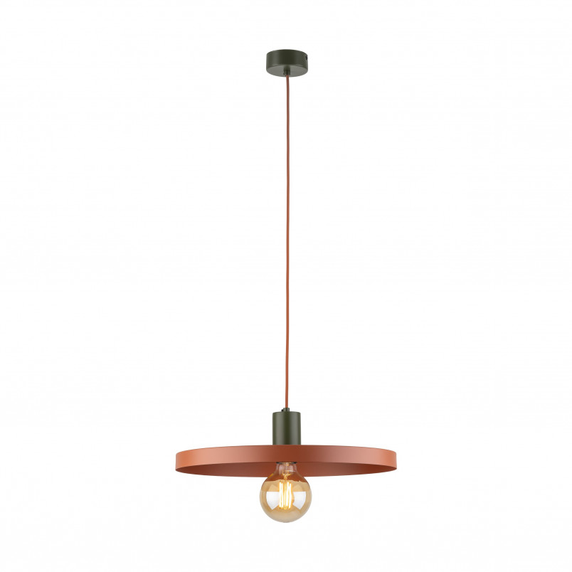 Lampa wisząca z płaskim kloszem Sila Brick Green 40cm ceglana TK Lighting