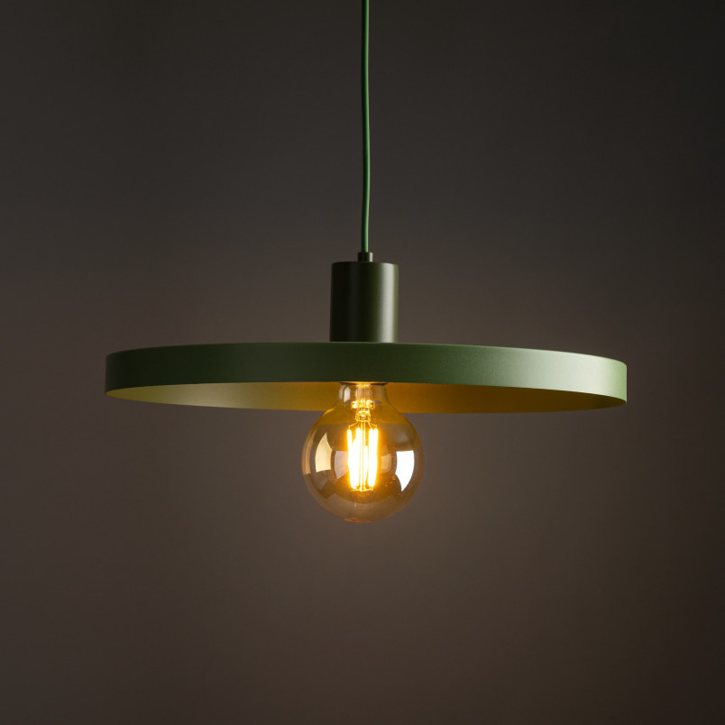 Lampa wisząca z płaskim kloszem Sila Peapod Green 40cm zielona TK Lighting