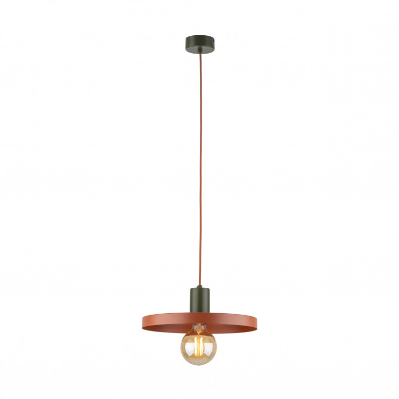 Lampa wisząca z płaskim kloszem Sila Brick Green 30cm ceglana TK Lighting