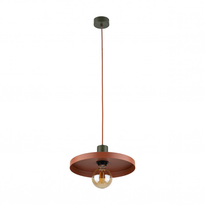 Lampa wisząca z płaskim kloszem Sila Brick Green 30cm ceglana TK Lighting