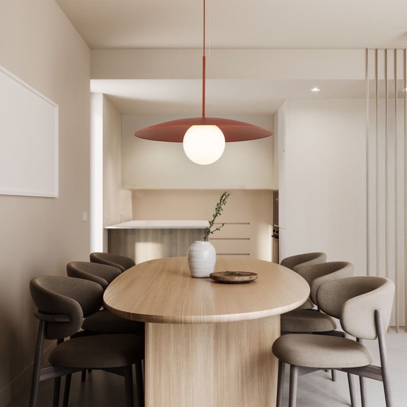 Lampa wisząca metalowa ze szklaną kulą Slate 65cm biały / ceglany TK Lighting