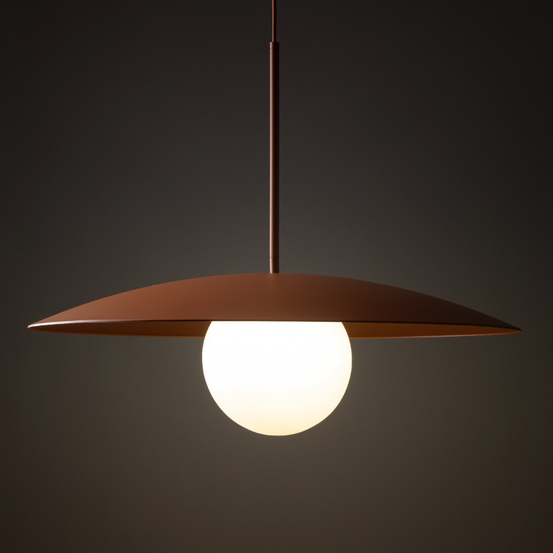 Lampa wisząca metalowa ze szklaną kulą Slate 65cm biały / ceglany TK Lighting