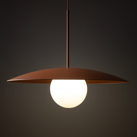 Lampa wisząca metalowa ze szklaną kulą Slate 65cm biały / ceglany TK Lighting
