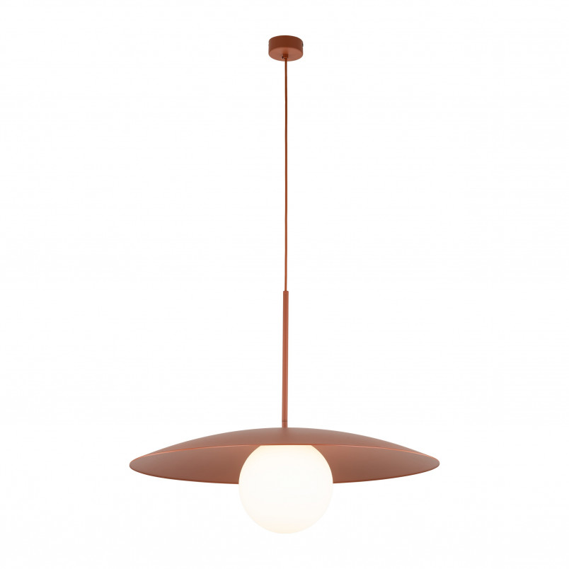 Lampa wisząca metalowa ze szklaną kulą Slate 65cm biały / ceglany TK Lighting