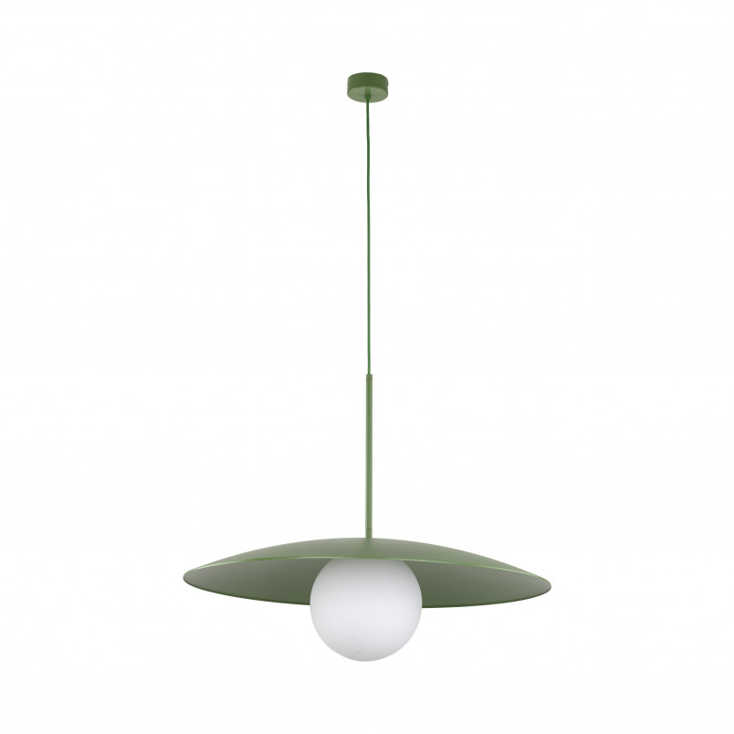 Lampa wisząca metalowa ze szklaną kulą Slate 65cm biały / zielony TK Lighting