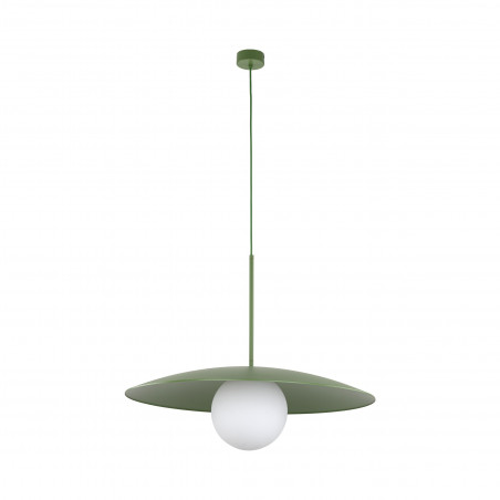 Lampa wisząca metalowa ze szklaną kulą Slate 65cm biały / zielony TK Lighting