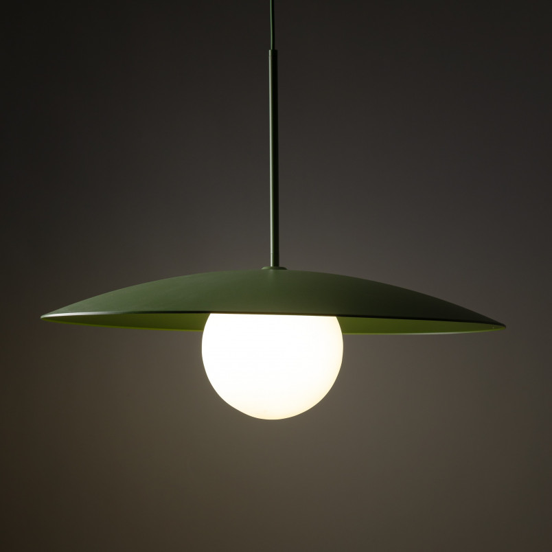 Lampa wisząca metalowa ze szklaną kulą Slate 65cm biały / zielony TK Lighting