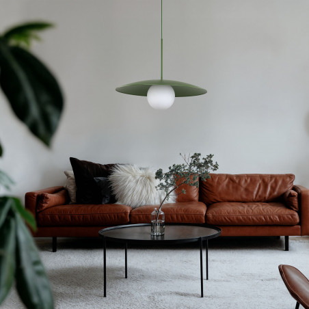 Lampa wisząca metalowa ze szklaną kulą Slate 65cm biały / zielony TK Lighting
