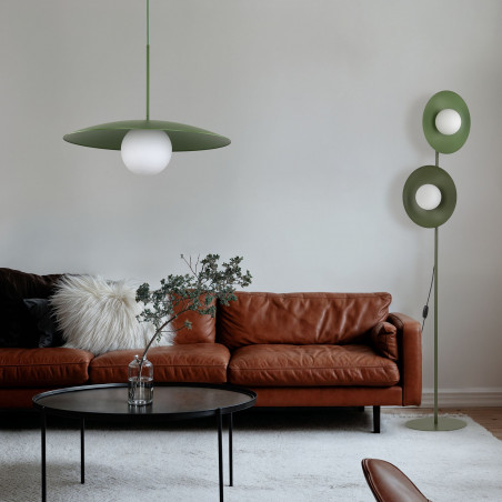 Lampa wisząca metalowa ze szklaną kulą Slate 65cm biały / zielony TK Lighting