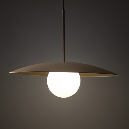 Lampa wisząca metalowa ze szklaną kulą Slate Sabia 65cm biały / beżowy TK Lighting
