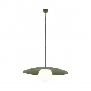 Lampa wisząca metalowa ze szklaną kulą Slate 65cm biały / zielony TK Lighting